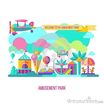 Amusement park. Vector clipart Vector Illustration