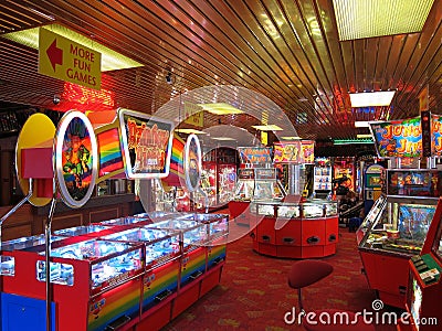 Slot machines in an arcade. Editorial Stock Photo