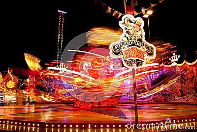 Amusement Ride at Night Stock Photo