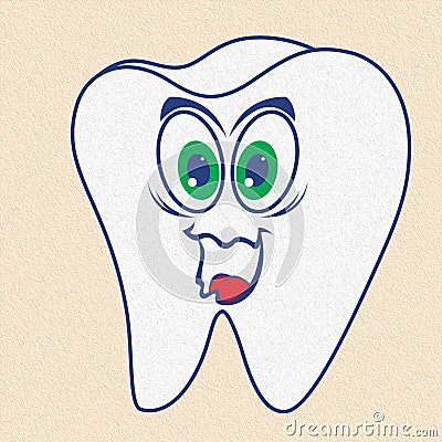 Amusing healthy cartoon tooth Cartoon Illustration