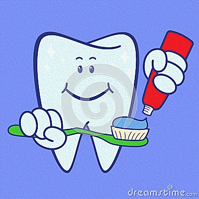 Amusing healthy cartoon tooth Cartoon Illustration