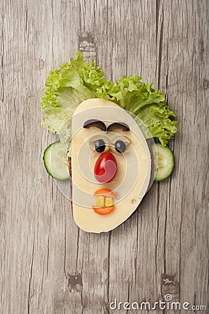 Amusing sandwich face Stock Photo