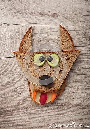 Amusing wolf made of bread Stock Photo