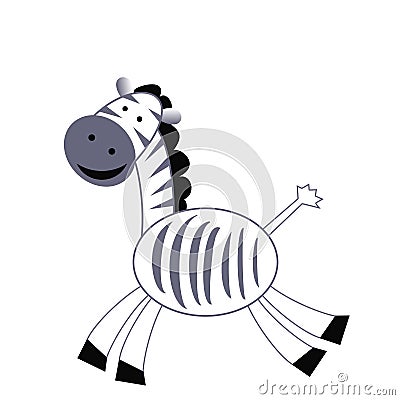 Amusing zebra on a white background Cartoon Illustration