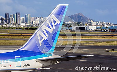 ANA Boeing 767 at Honolulu airport Editorial Stock Photo