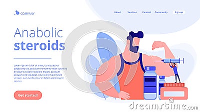 Anabolic steroids concept landing page. Vector Illustration