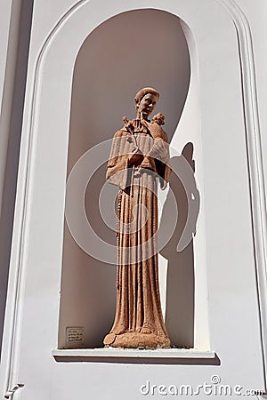 Anacapri - Statua di Sant`Antonio sulla facciata della Chiesa di Santa Sofia Editorial Stock Photo