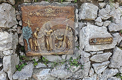 Anacapri - X stazione della Via Crucis verso l`Eremo di Cetrella Editorial Stock Photo