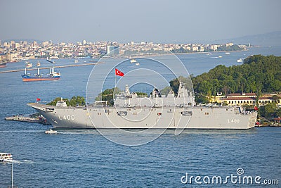 Anadolu L-400 amphibious assault ship, Istanbul, Turkey Editorial Stock Photo