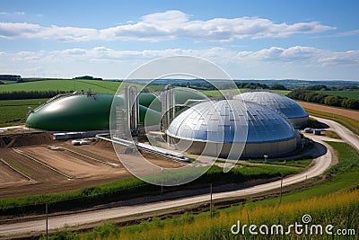 anaerobic digestion tanks with biogas production Stock Photo