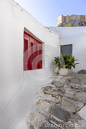 Anafiotika, scenic tiny neighborhood of Athens, part of the old historical district Plaka, narrow streets, Athens, Greece Stock Photo