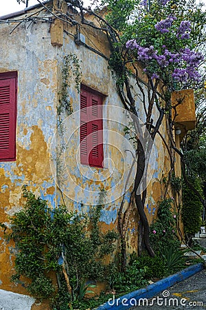 Anafiotika, scenic tiny neighborhood of Athens, part of old historical neighborhood Plaka, Greece Stock Photo