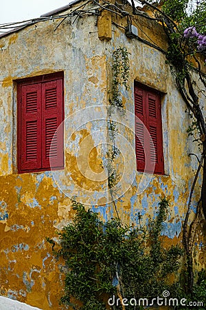 Anafiotika, scenic tiny neighborhood of Athens, part of old historical neighborhood Plaka, Greece Stock Photo