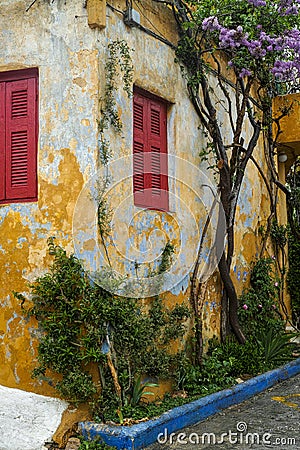 Anafiotika, scenic tiny neighborhood of Athens, part of old historical neighborhood Plaka, Greece Stock Photo