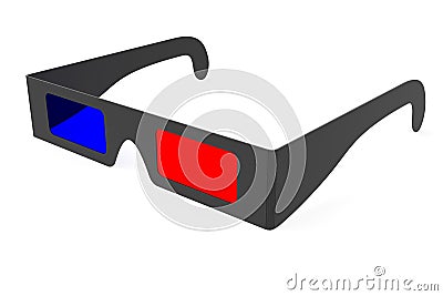 Anaglyph 3D glasses isolated on white Stock Photo