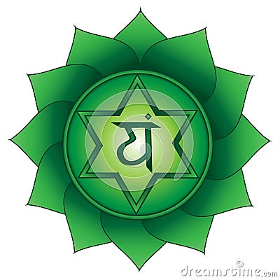 Anahata. Fourth, heart chakra symbol Vector Illustration