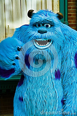 A photo of James P. Sullivan, a monster character from Monster Inc at Disneyland Editorial Stock Photo