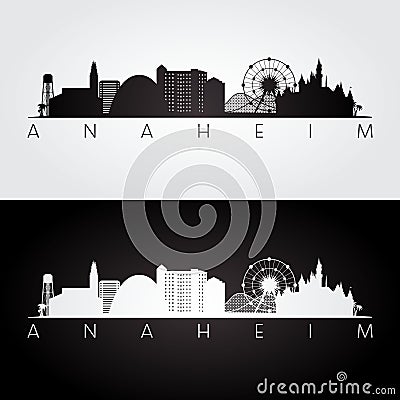 Anaheim usa skyline and landmarks silhouette Vector Illustration