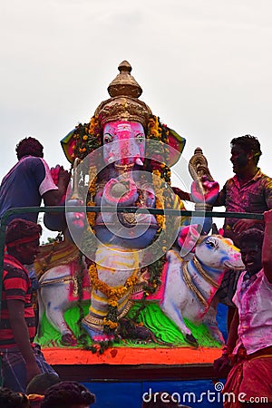 Anaipatti, Tamilnadu - India - September 15 2018: Lord Vinayaka Chavithi Hindu Festival Editorial Stock Photo