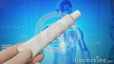 Analgesic ointment tube for pains Stock Photo