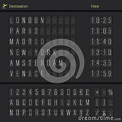 Analog airport scoreboard Vector Illustration