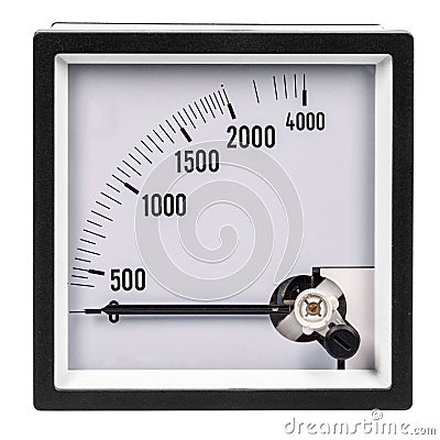 Analog ammeter or voltmeter on a white background Stock Photo