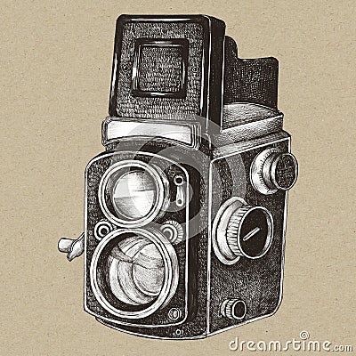 Analog camera vintage style illustration Cartoon Illustration