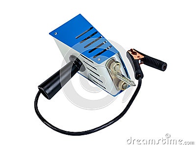 Analog car battery tester, power test load fork Stock Photo