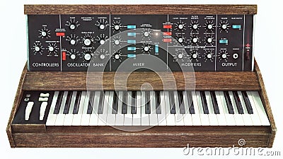 Analog classic synthesizer front view Stock Photo