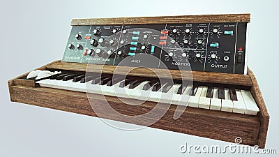 Analog classic synthesizer perspective Stock Photo