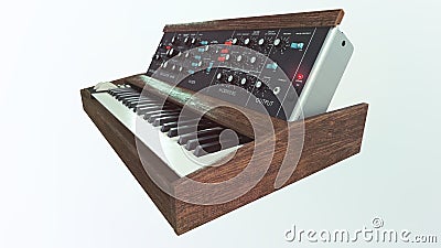 Analog classic synthesizer side view Stock Photo