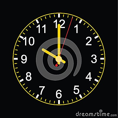 Analog Clock On Black Background Stock Photo