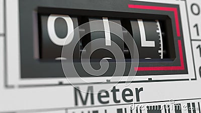 Analog counter displays OIL text, conceptual 3D rendering Stock Photo