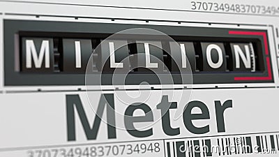 Analog counter or meter with MILLION text. Conceptual 3D rendering Stock Photo