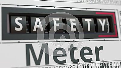 Analog counter displays SAFETY text, conceptual 3D rendering Stock Photo