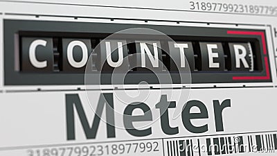 Analog meter with COUNTER text. Conceptual 3D rendering Stock Photo