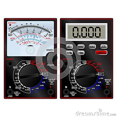 Analog and digital multimeter Vector Illustration