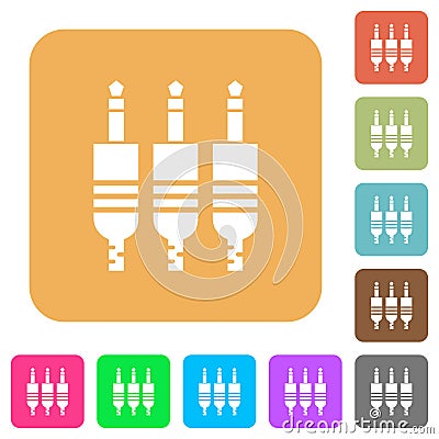 Analog jack connectors rounded square flat icons Stock Photo