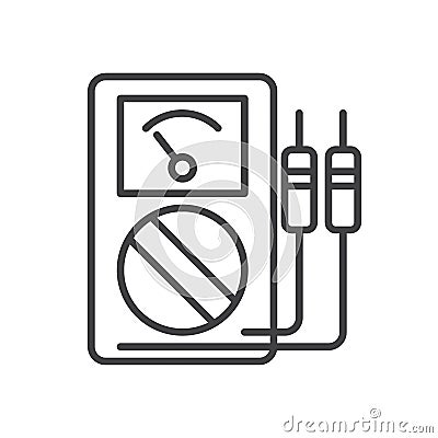 Analog multimeter line icon, outline vector sign, linear style pictogram isolated on white Vector Illustration