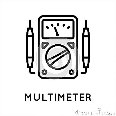 Analog multimeter line icon, tester, measuring instrument in simple style isolated on white background. Measurement of Vector Illustration