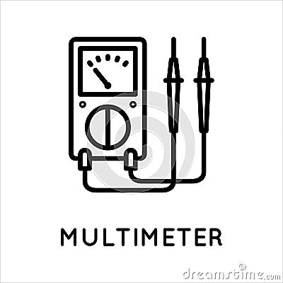 Analog multimeter line icon, tester, measuring instrument in simple style isolated on white background. Measurement of Vector Illustration