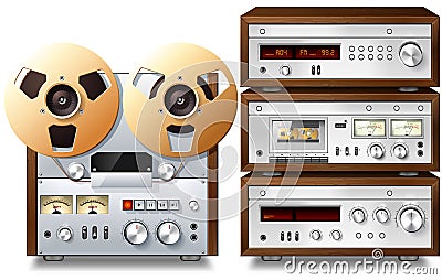 Analog Music Stereo Audio Components Vintage Rack Stock Photo