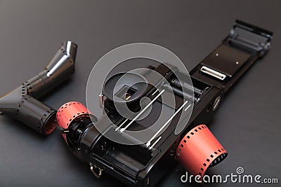 Analog reflex camera with Roll film Stock Photo