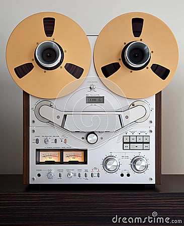 Analog Stereo Open Reel Tape Deck Recorder Stock Photo