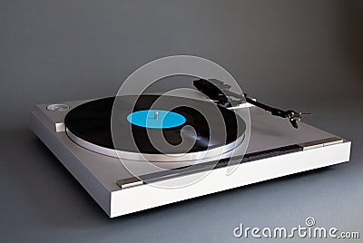 Analog Stereo Turntable Vinyl Record Player Stock Photo