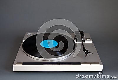 Analog Stereo Turntable Vinyl Record Player Stock Photo