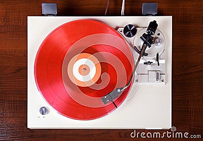 Analog Stereo Turntable Vinyl Record Player Stock Photo