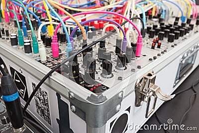 Analog synthesizer - modular synth Stock Photo