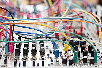 Analog synthesizer - modular synth Stock Photo