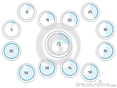 Analog timer counting in 5 seconds or minutes interval Vector Illustration